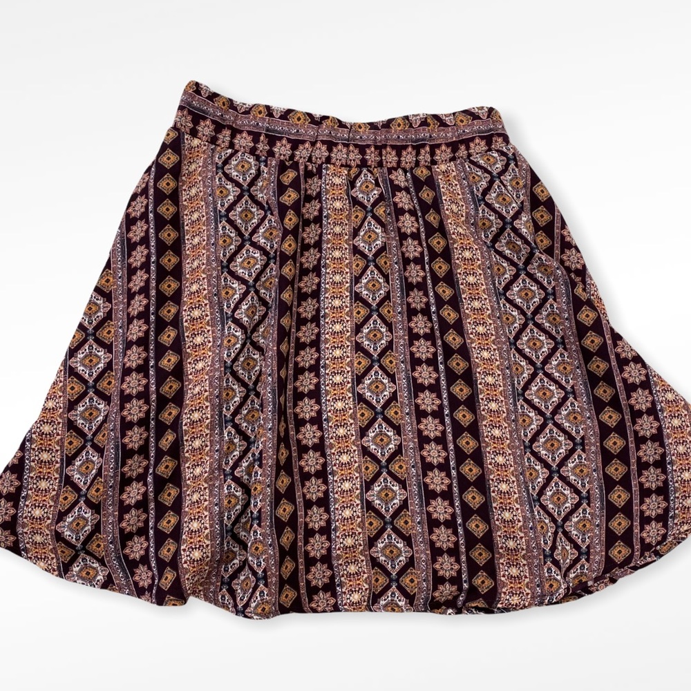 Show Me Your Mumu Burgundy Multicolor Geometric Mini Skirt